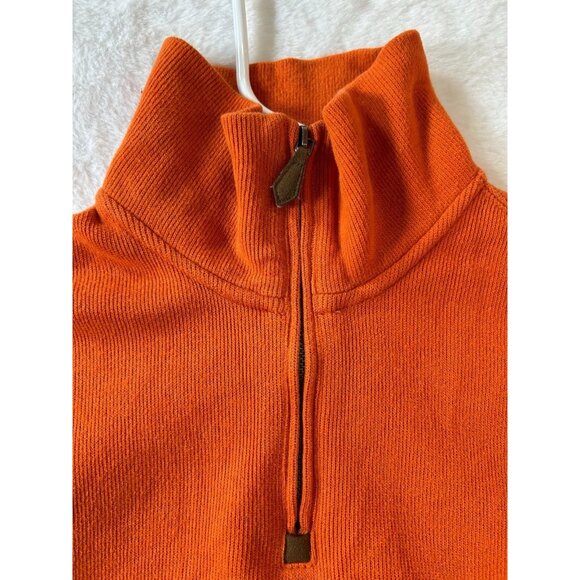 Polo Ralph Lauren 1/4 Zip Estate Rib Knit Orange Pullover SmallBrown/Fleshy Pony - Picture 6 of 8